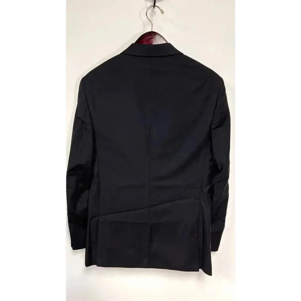 Linea Uomo Mens Black Square  Pattern 2-Button Front Blazer Sports Coat Size 36R